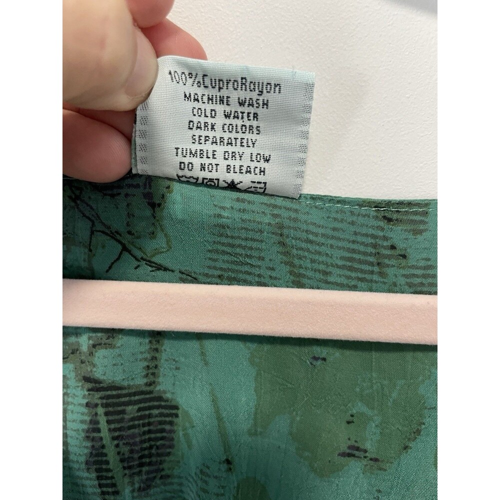 Click by Color Me Cotton Layered Green Floral Cupro Rayon Midi Dress SZ M Tiered - Picture 5 of 7